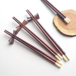 Đũa gỗ trắc tròn đẹp gắn ốc nguyên khối cao cấp (Bộ 5 đôi)