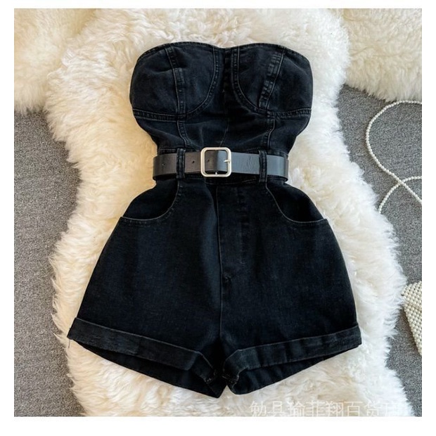 Jumpsuit Denim Ống Rộng Phong Cách Hong Kong Thời Trang Mùa Hè Cho Nữ eVJ7 | BigBuy360 - bigbuy360.vn