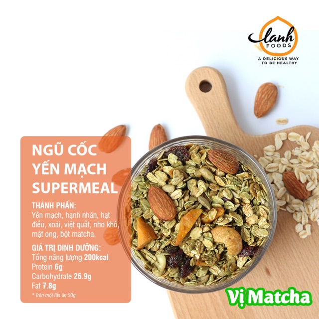 Granola Giảm Cân Vị Matcha Không Đường LANHFOODS