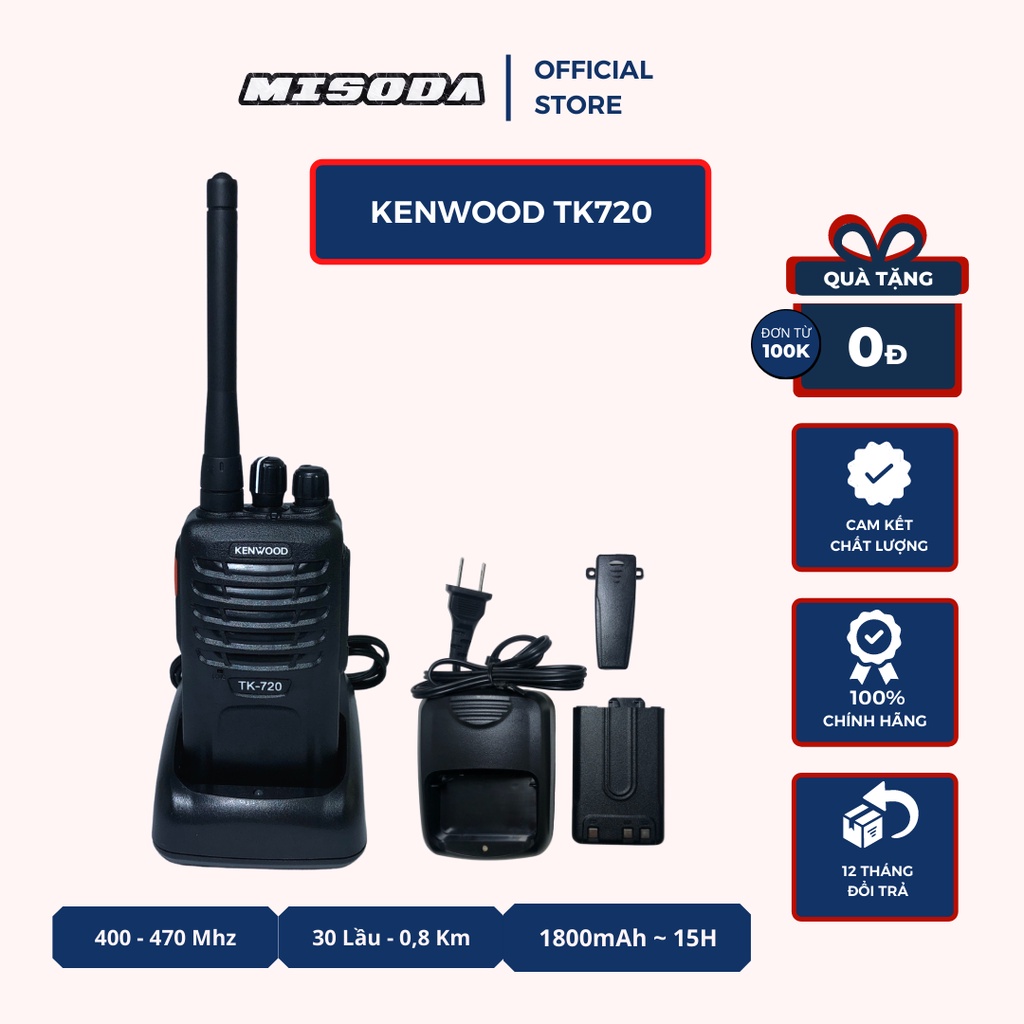 Bộ đàm Kenwood TK 720, 16 kênh, nhỏ gọn, âm thanh lớn, giá rẻ