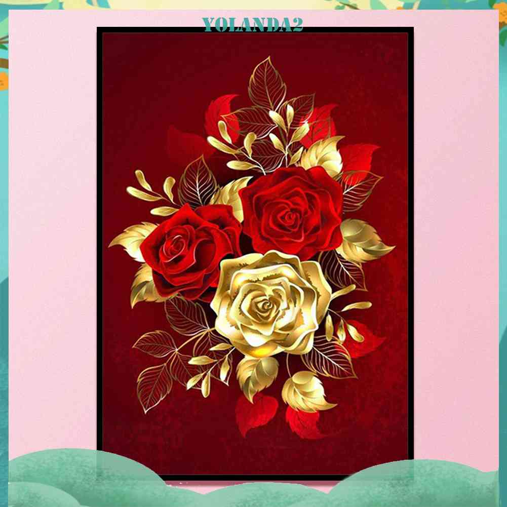 Bộ Tranh Thêu Chữ Thập 11CT DIY Hình Hoa Hồng Vàng Đủ Màu