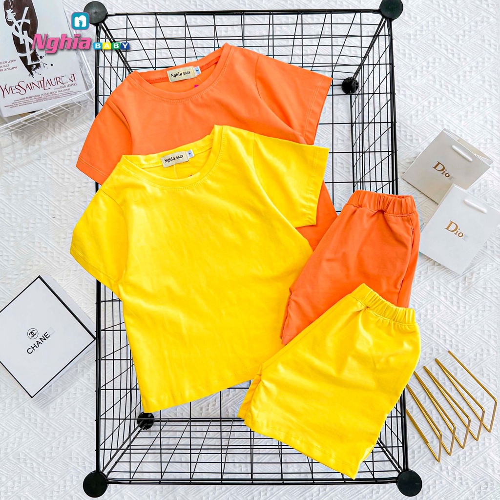 Set bộ thun cotton trơn U785 NGHĨA BABY dành cho bé trai và bé gái từ 12kg-37kg