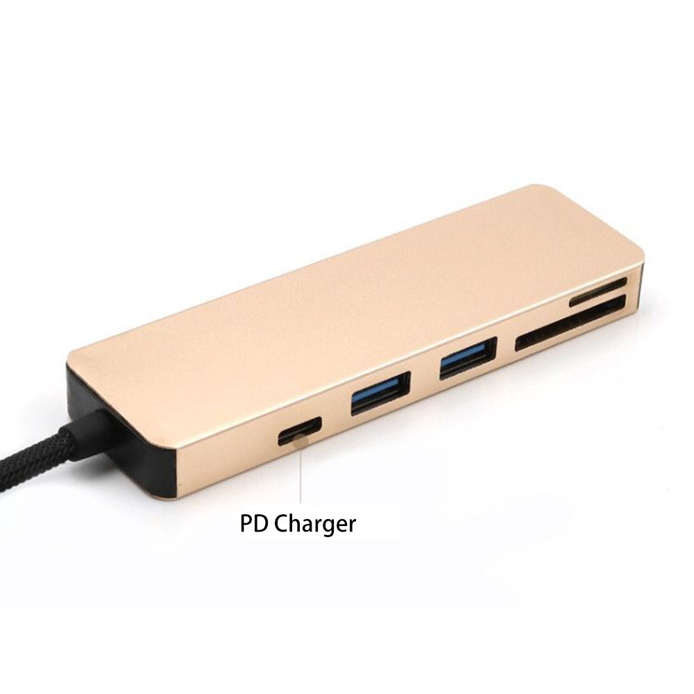 Ĩ 5-in-1 USB C Hub Multi-Port Adapter with 1 USB 3.1 Port and 2 USB 3.0 Ports SD TF Card Reader for Type C Devices