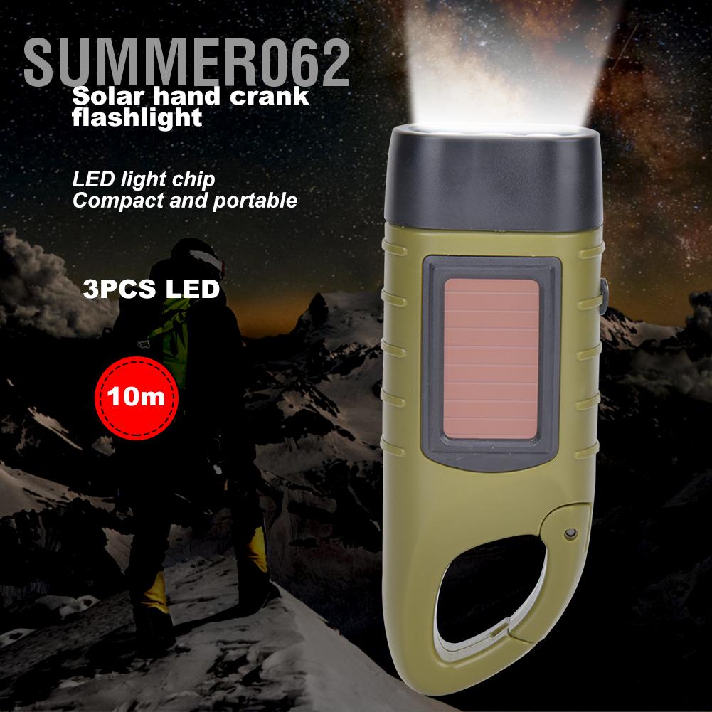 Summer062 AT5503 ABS Plastic Solar Hand Crank Flashlight Emergency LED Portable Torch for Climbing Camping