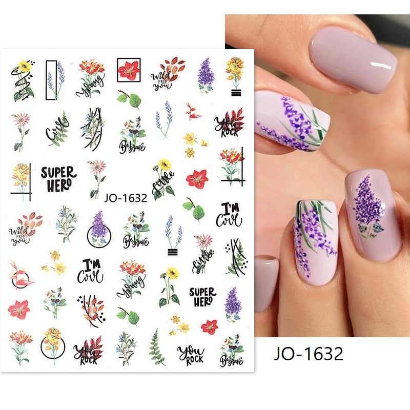 Miếng Dán Trang Trí Móng Tay 3D Họa Tiết Hoa Lá Nhiệt Đới Xinh Xắn
