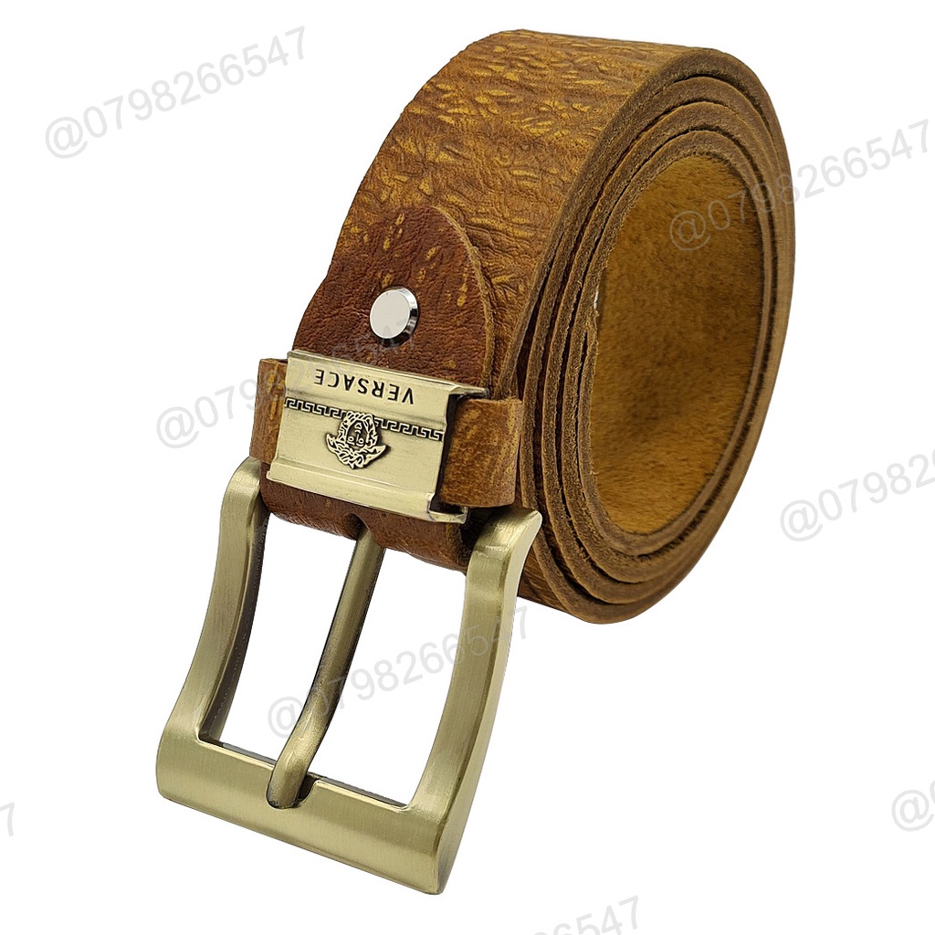Thắt lưng nam da bò thật bản thô DHM-242 | Khoá kim nguyên khối màu đồng đẹp rẻ | Bảo hành 12 tháng