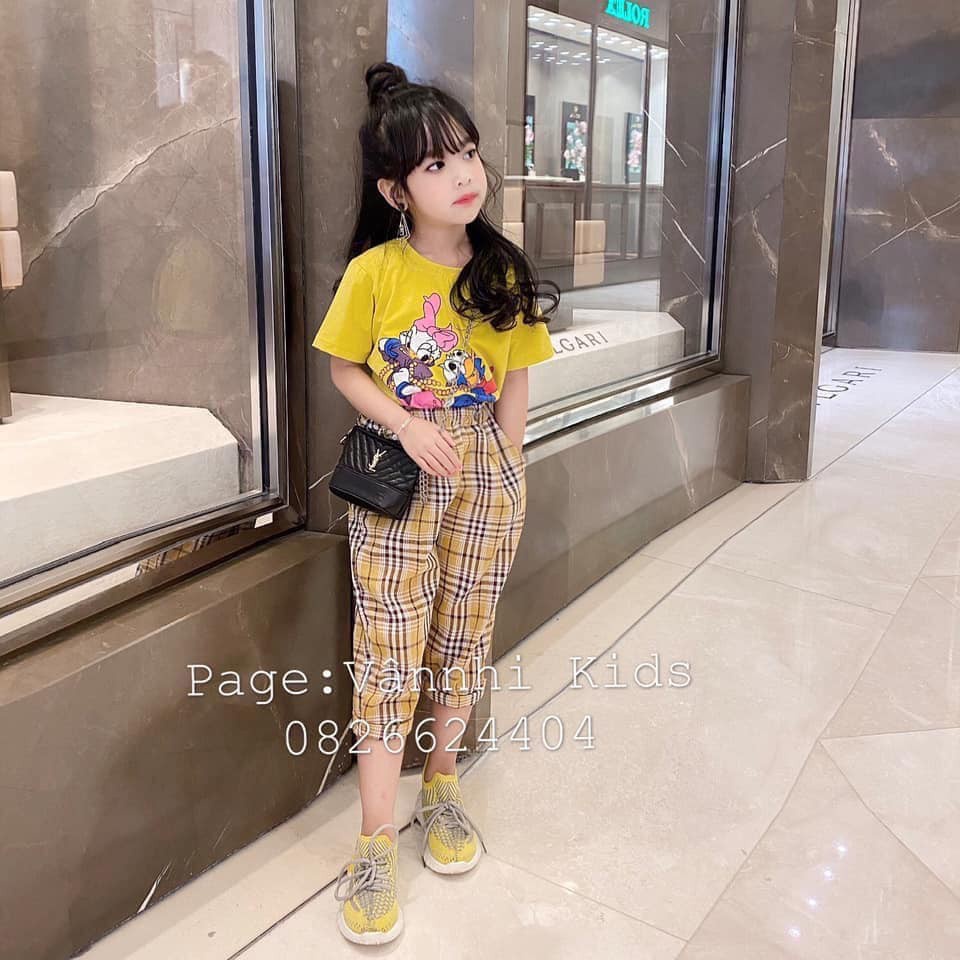 Đồ bộ trẻ em cho bé gái bộ đồ áo vịt donan quần kẻ cho bé cao cấp siêu xinh JIMADO SC569