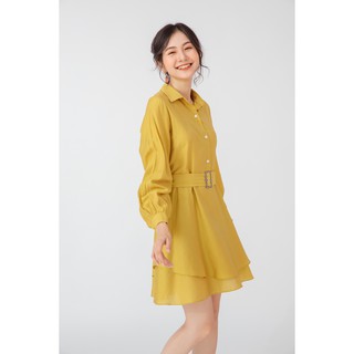 Đầm xòe dài tay đai eo - 92Wear