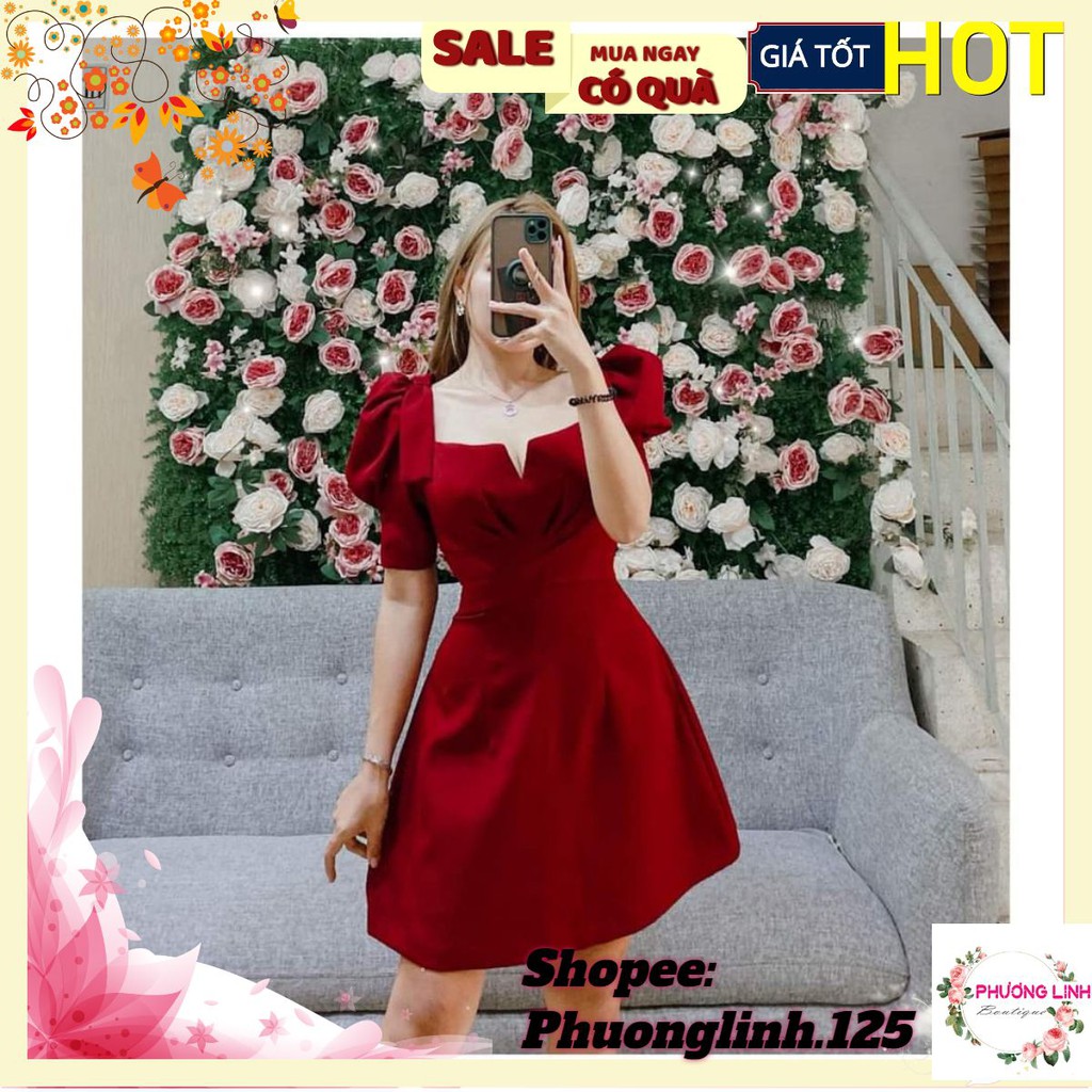 [Mã FAGREEN1505 giảm tới 30K đơn 99K] VÁY ĐỎ CÚP NGỰC XẺ V BUỘC ĐAI | BigBuy360 - bigbuy360.vn