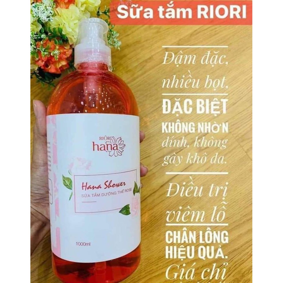 Sữa Tắm Dưỡng Thể Hoa Hồng Riori Hana Shower Gel Rose - Sữa Tắm Hương Nước Hoa Làm Sạch, Dưỡng Da Mềm Mại, Lưu Hương Lâu