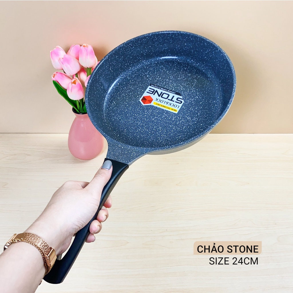 CHẢO ĐÁ 7 LỚP LOCK&amp;LOCK STONE 24CM - 26CM - 28CM ĐÁY TỪ - Chảo Đá Stone LCA6243D, LCA6263D, LCA6283D