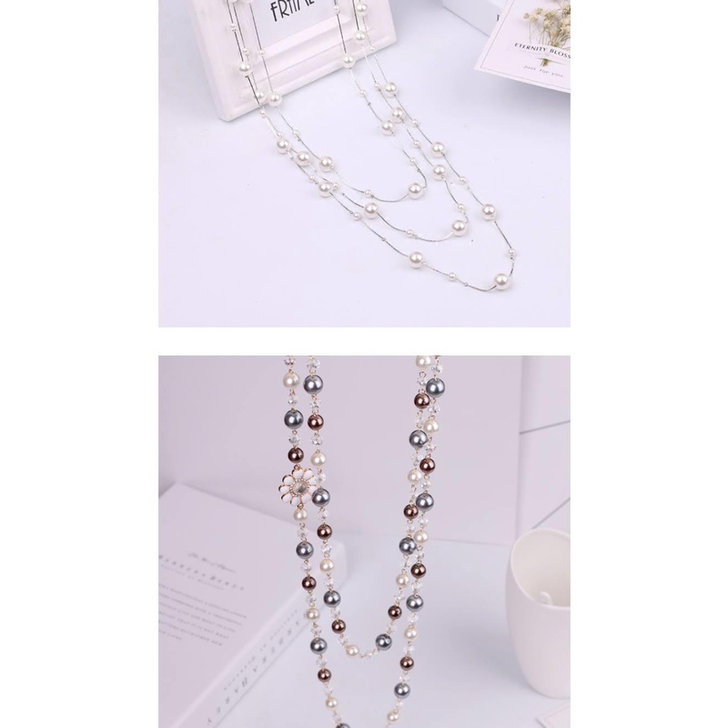 Dây Chuyền Dáng Dài Nhiều Lớp Đính Ngọc Trai Phong Cách Nhật Hàn Thời Trang
