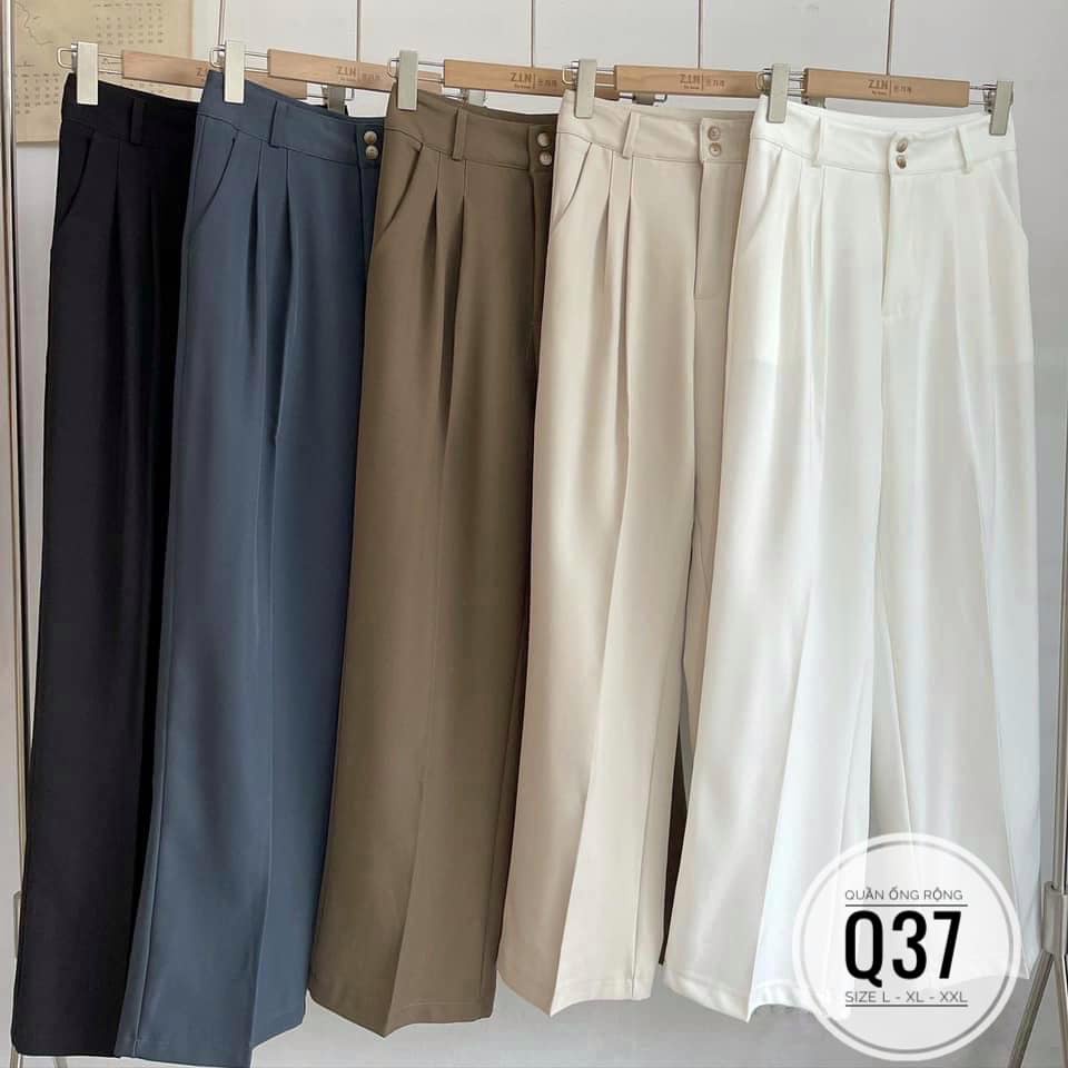 (60-95kg) BIGSIZE Quần tây ống rộng Q37 Chất liệu: vải cotton lạnh nâu - xanh dương - nude - trắng