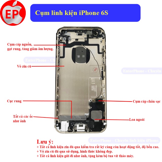 Cụm linh kiện iP 6S kèm linh kiện ZIN BÓC MÁY