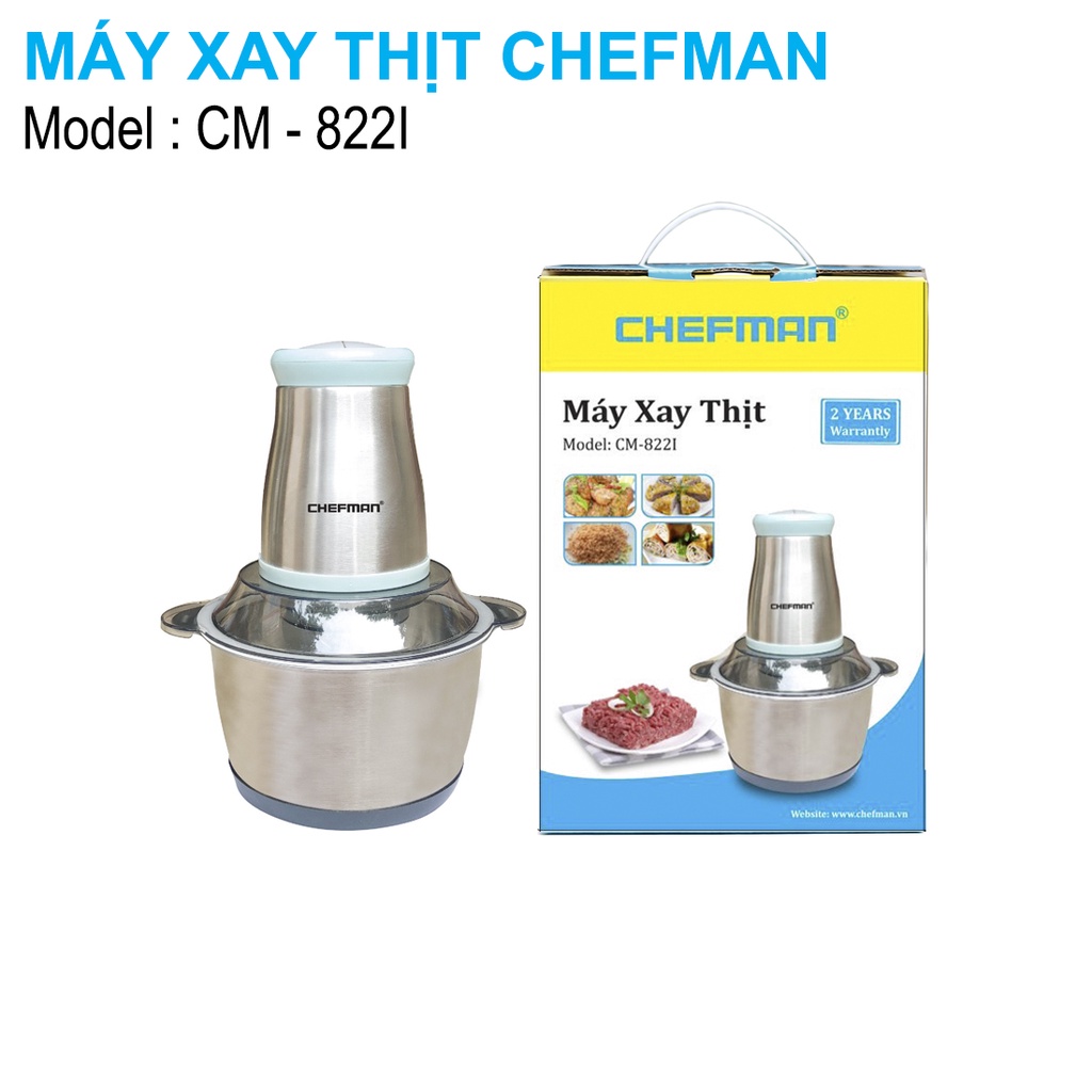 [Mã ELHA22 giảm 5% đơn 300K] Máy xay thịt Chefman CM - 822i cối inox