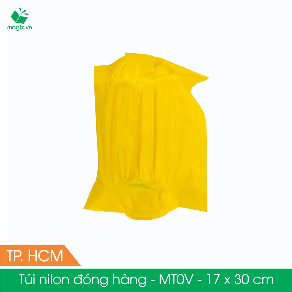 MT0V - 17x30 cm - Túi nilon gói hàng - 100 túi niêm phong đóng hàng màu vàng