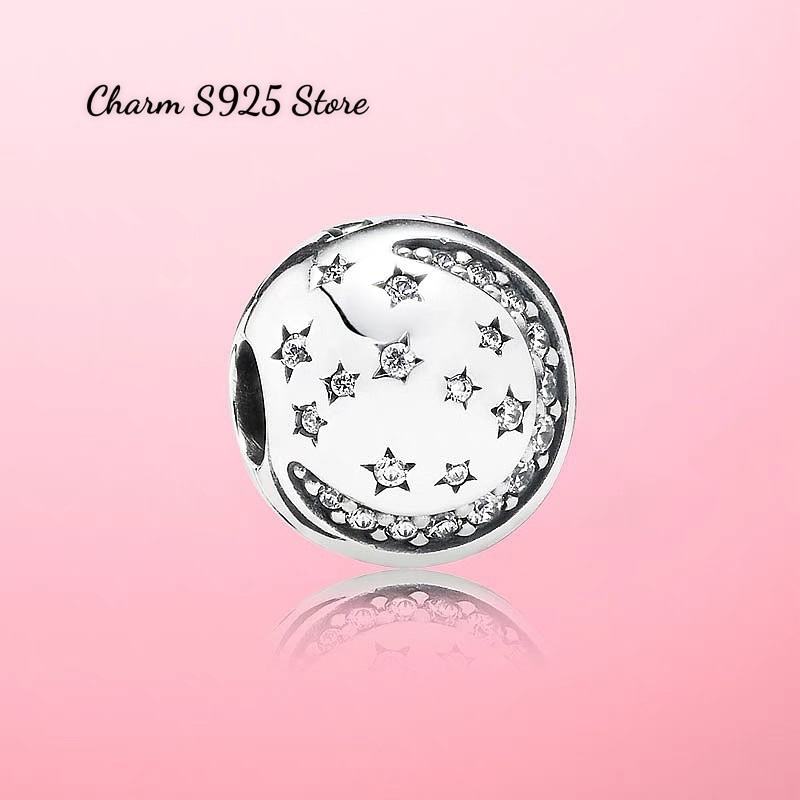 charm pan khoá chặn ngôi sao mặt trăng bạc s925