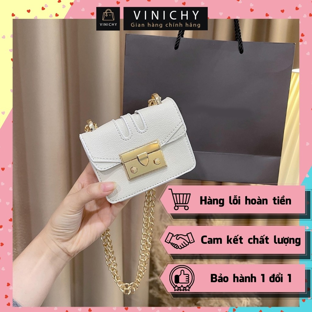 [Mã FAHOLIDAY giảm đến 50k đơn từ 99k] Túi xách nữ mini đeo chéo, đi chơi VINICHY, da cao cấp size 12cm HA024