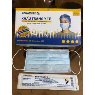 Khẩu trang y tế ĐÃ TIỆT TRÙNG Danameco 1 cái/gói-50 cái/ hộp TBYT Nguyệt Anh