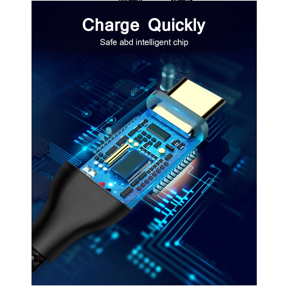 Cáp sạc nhanh QGeeM cổng USB 3.1 mạ vàng Type C to Type C 3A PD 60W , dây bện sợi nylong cao cấp - Hàng Chính Hãng