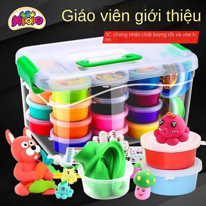 ஐ✜Đất siêu liên tục đất sét màu không độc Cái Ni siêu đất tinh thể nước bùn vàng đất sét nhẹ túi lớn nhào đất sét màu