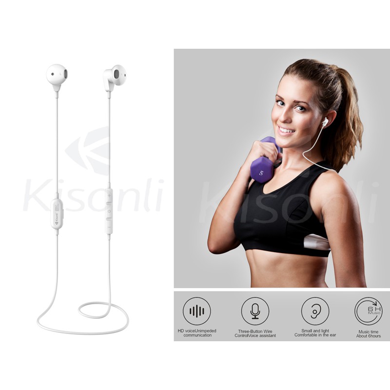 Tai nghe bluetooth stereo Kisonli AP-1 siêu nhẹ - chuyên thể thao (trắng)