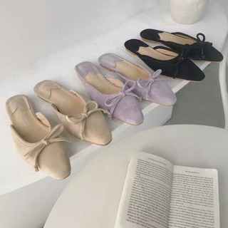 giày sục nơ da lộn