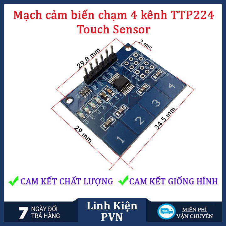 Bàn Phím Cảm Ứng Điện Dung 4 kênh TTP224