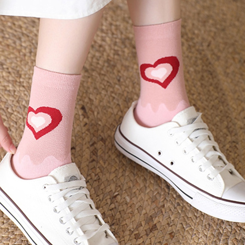 Youyo Vớ Cotton Cổ Cao Kẻ Sọc In Họa Tiết Báo Hồng Phong Cách Harajuku Nhật Bản Dễ Thương Cho Nữ