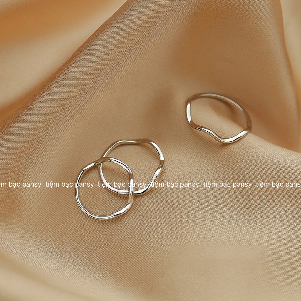 Nhẫn bạc nữ PANSY sóng trơn đơn giản bằng bạc ta thật cá tính