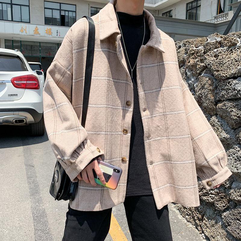 Áo khoác dáng rộng kẻ sọc caro thời trang Hàn Quốc cho nam