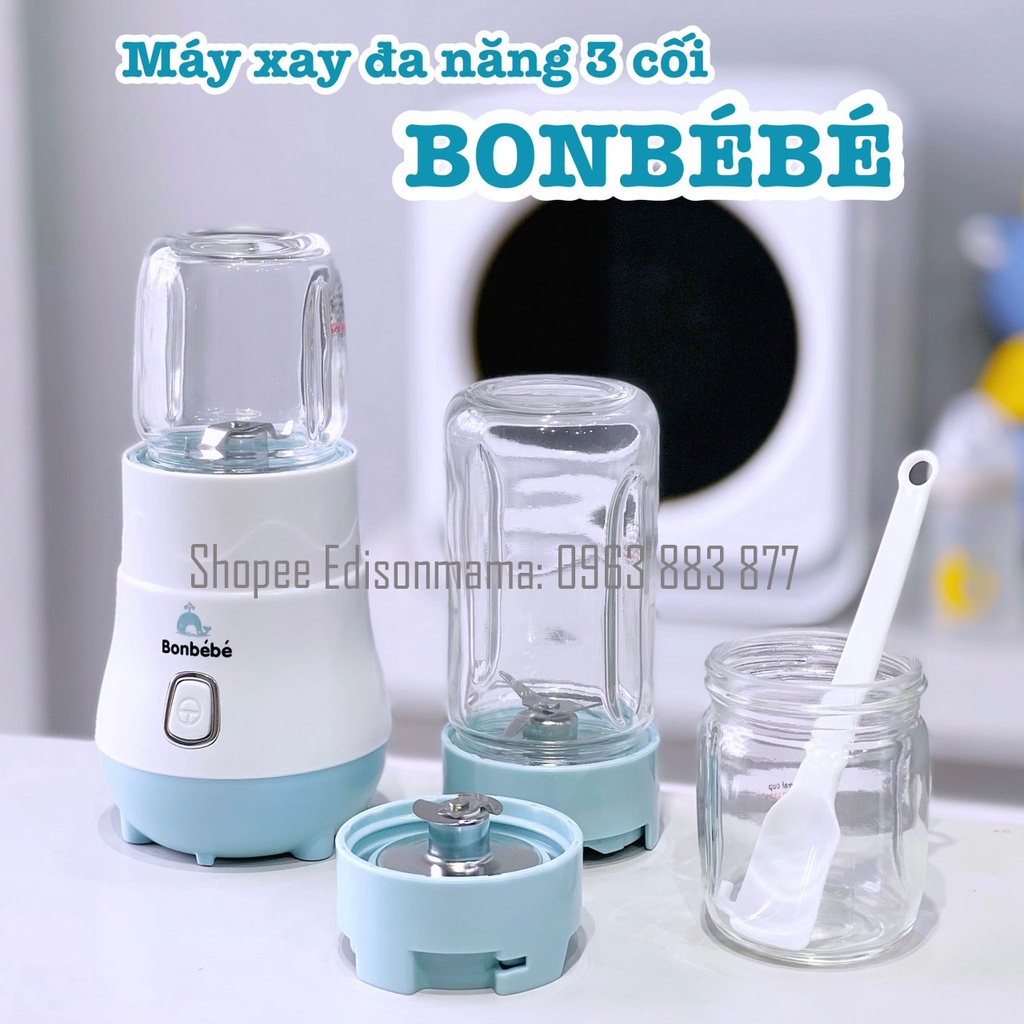 Máy xay đa năng 3 cối Bonbebe BB-39 - Xay thịt, thực phẩm, rau củ đồ ăn dặm cho bé - BH 12 THÁNG