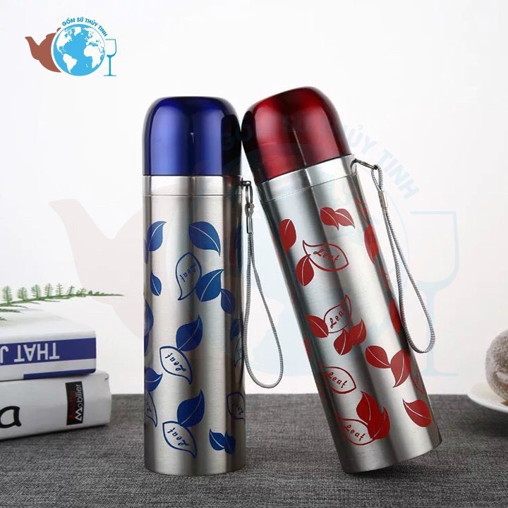 💕 Bình Giữ Nhiệt 3 Lớp Inox Hình Chiếc Lá,💕  Dung Tích 500Ml, Giữ Nhiệt Cực Lâu, Cách Nhiệt Cực Tốt