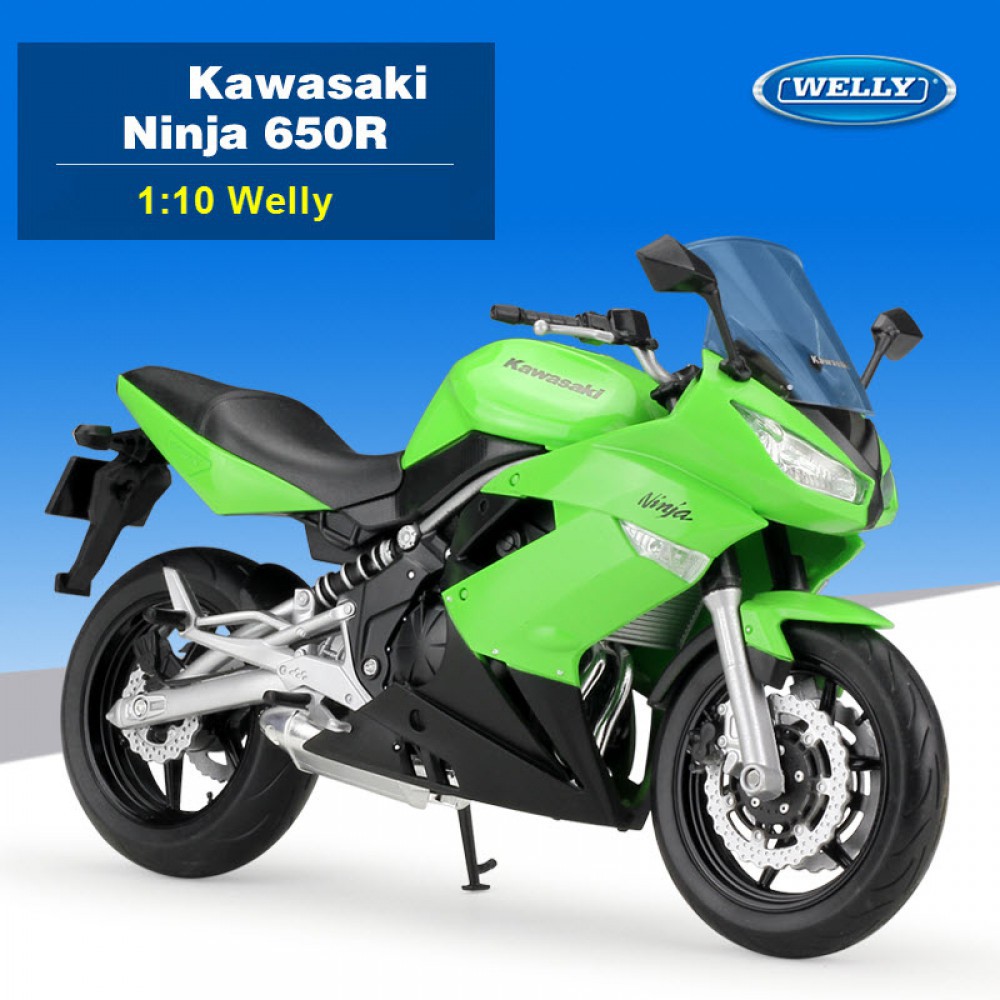 Mô hình moto Kawasaki Ninja 650R tỉ lệ 1:10 WELLY