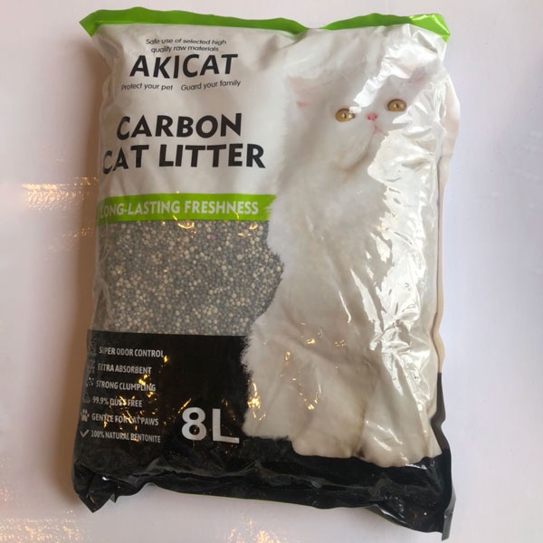 Cát vệ sinh cho mèo Akicat bao 8L chứa than hoạt tính vón cục khử mùi tốt