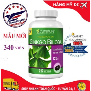 Mẫu Mới Nhất Bổ Não Ginkgo Biloba 120mg Trunature  Hàng Mỹ 340 VIÊN - Hàng Úc 100 VIÊN