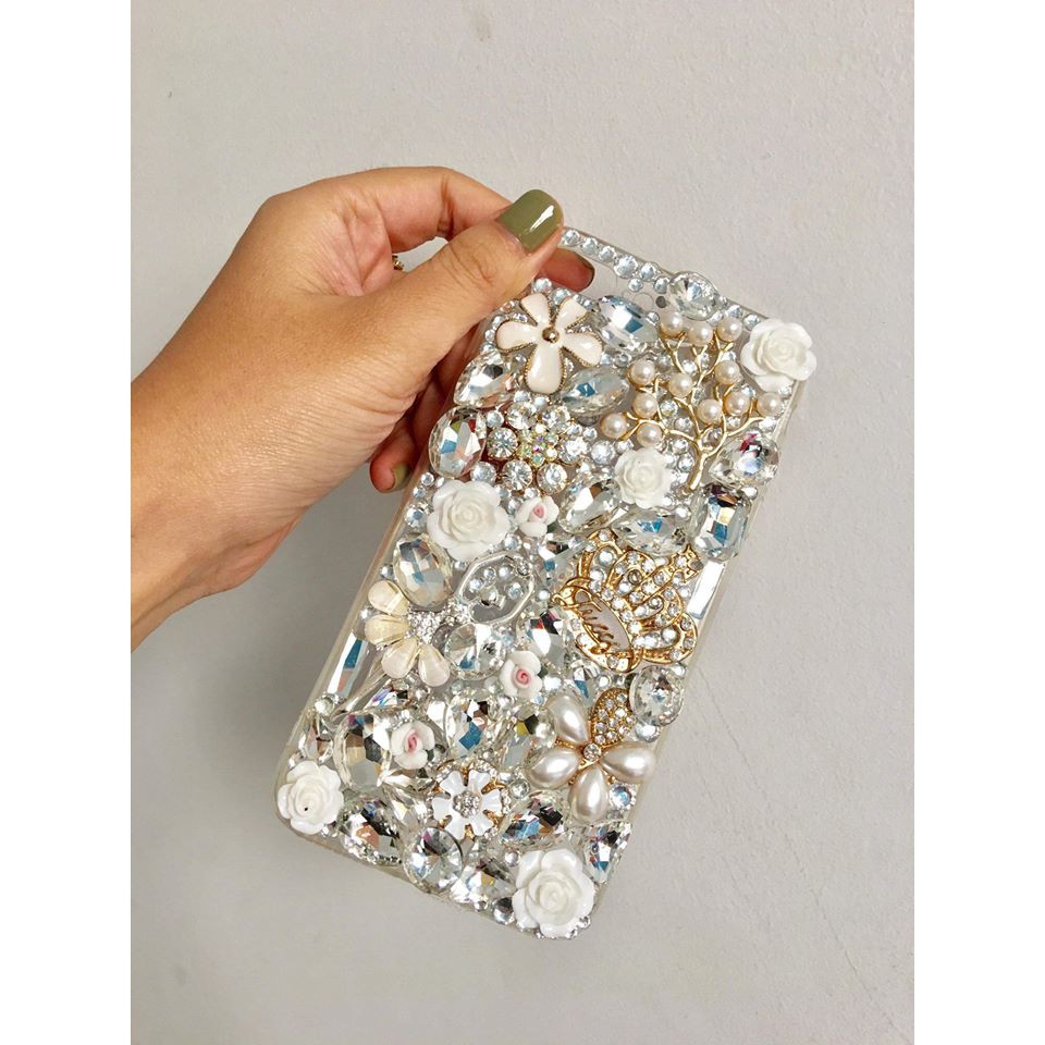 Set búp bê pha lê trắng trang trí ốp điện thoại