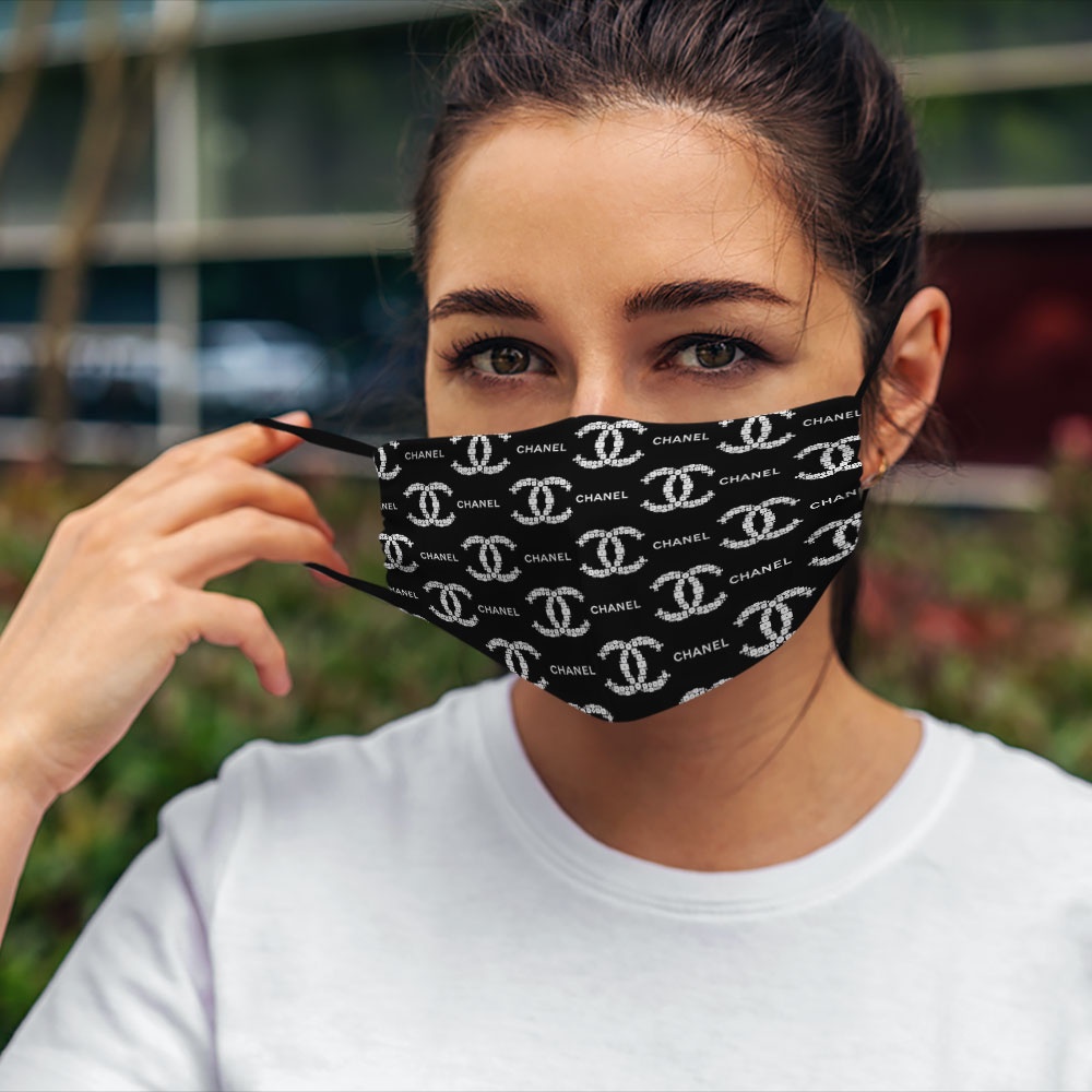 Khẩu trang in hình  C.h.a.n.e.l_625 CARTWELL vải poly cotton 100% ngăn bụi kháng khuẩn,bảo vệ toàn diện