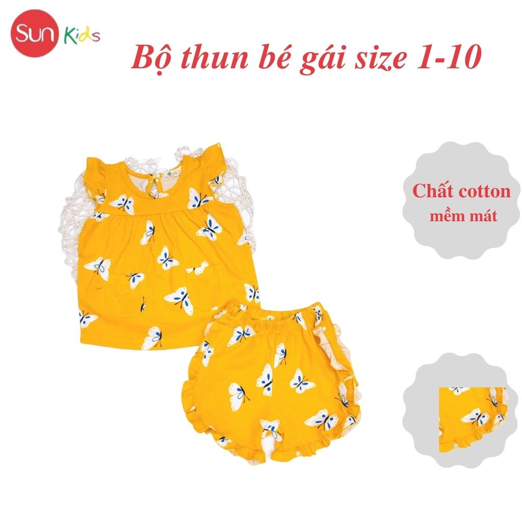 Đồ bộ thun bé gái, đồ bộ trẻ em chất cotton, có nhiều màu, size 1-10 tuổi - SUNKIDS