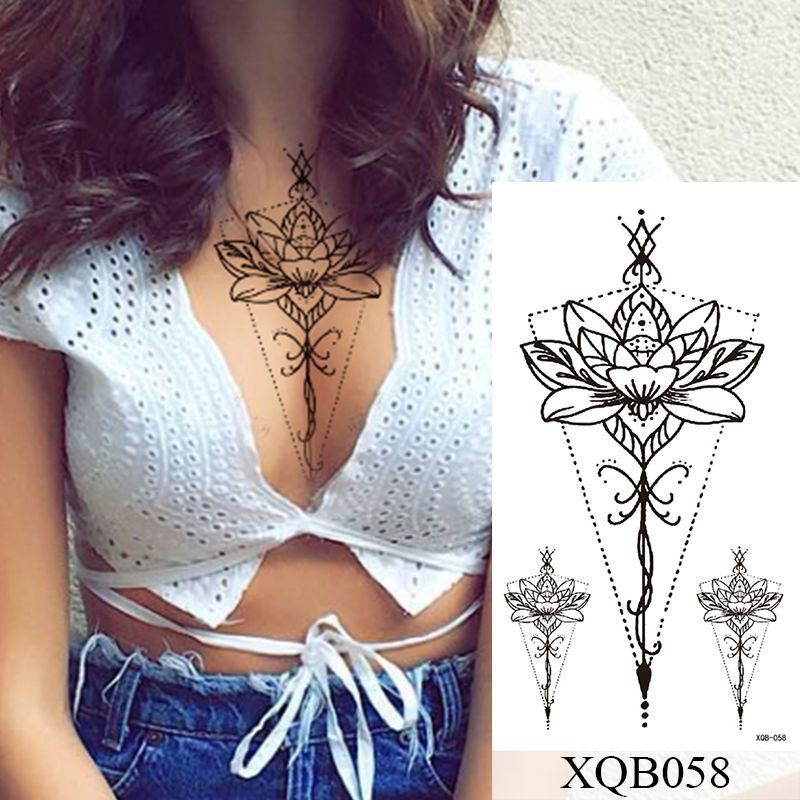 Hình xăm tatoo hoa sen size vừa xqb058