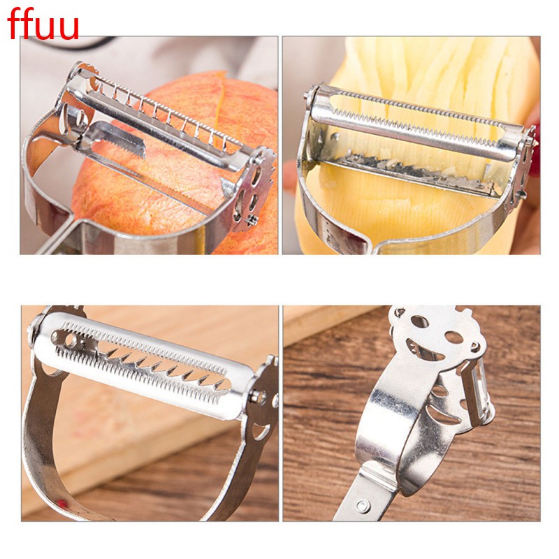 Multifunction Double Planning Stainless Steel Vegetable Julienne Peeler Cutter Grater Smile Face Kitchen Tool
