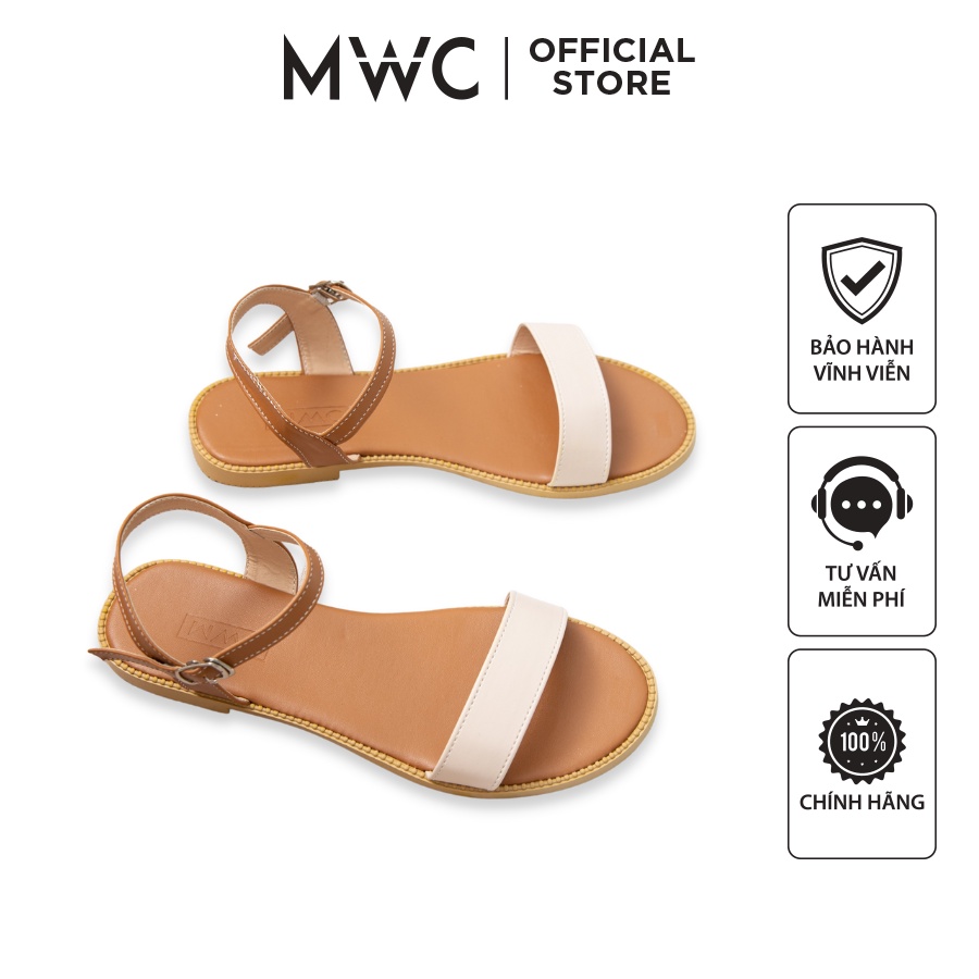 Giày MWC 2822 - Giày Sandal Đế Bệt, Sandal Quai Ngang Bản Nhỏ Mũi Tròn Nữ Tính