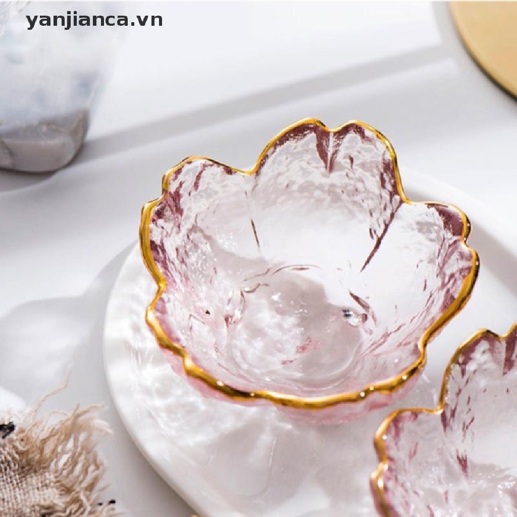 Đĩa thủy tinh đựng nước chấm hình hoa anh đào phong cách Bắc Âu chất lượng cao