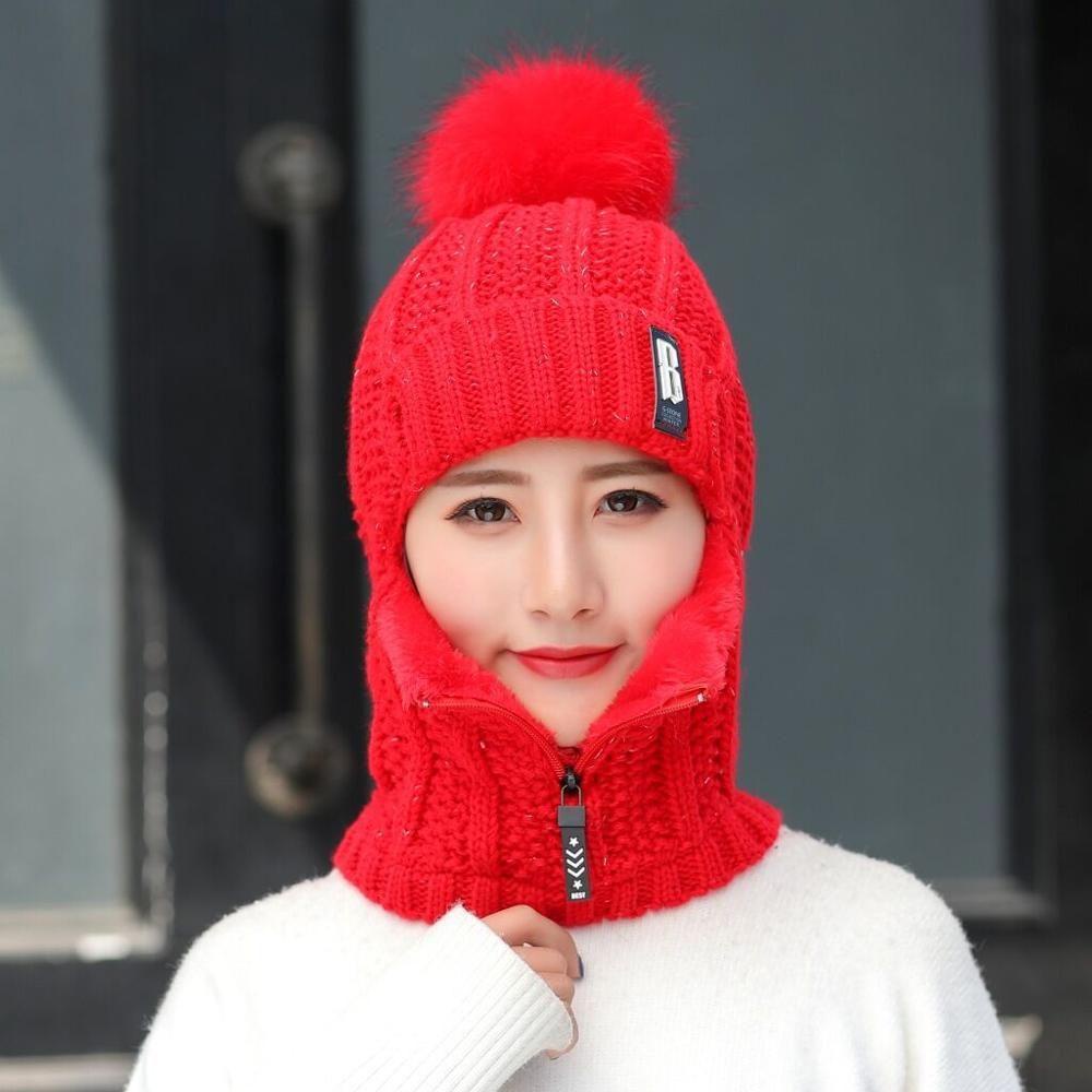 MIH Mũ Len Liền Khăn Choàng Cổ Giữ Ấm Cho Nữ