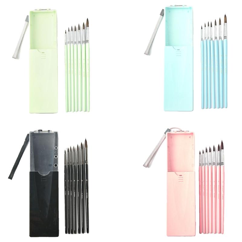 Set 7 cọ vẽ màu nước mini đa năng kèm hộp đựng cho học sinh mới bắt đầu