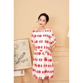 Đầm bầu thiết kế baloon chấm bi đỏ vàng