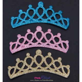 SET 2C-Vương miện nhũ cỡ 13cm phụ kiện thời trang, gắn lên phụ kiện tóc, làm phụ kiện nơ bờm kẹp tóc, DIY, handmade