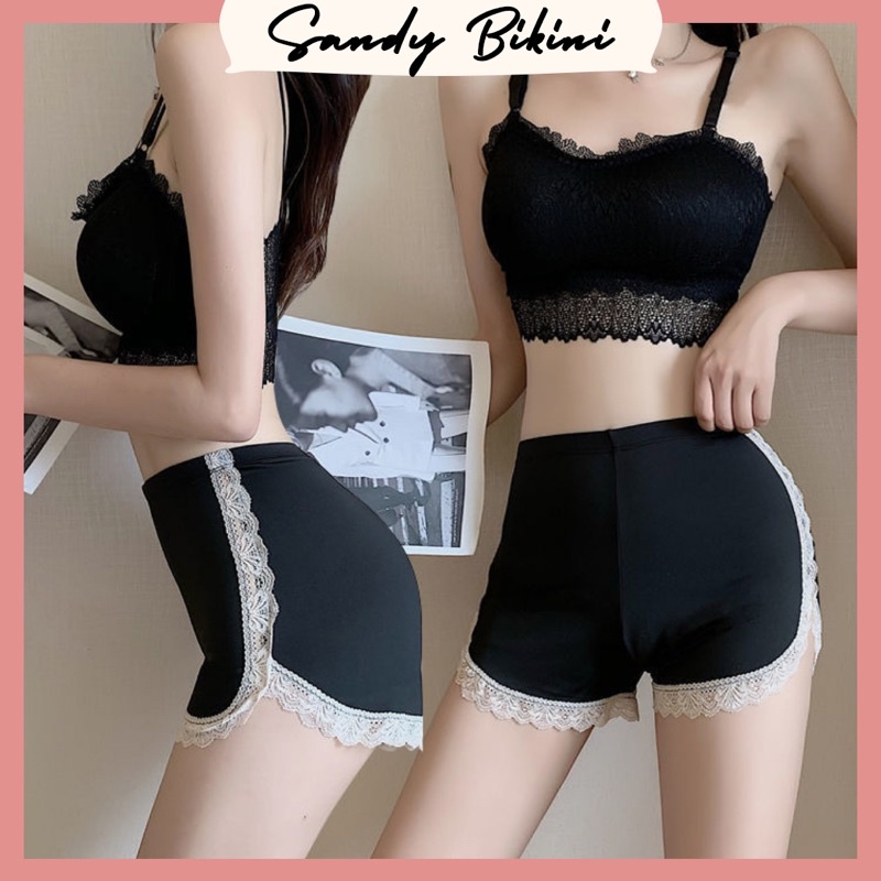 Quần Đùi Mặc Váy Chất Thun Mềm, Quần Đùi Mặc Nhà Viền Ren Co Giãn 4 Chiều 025