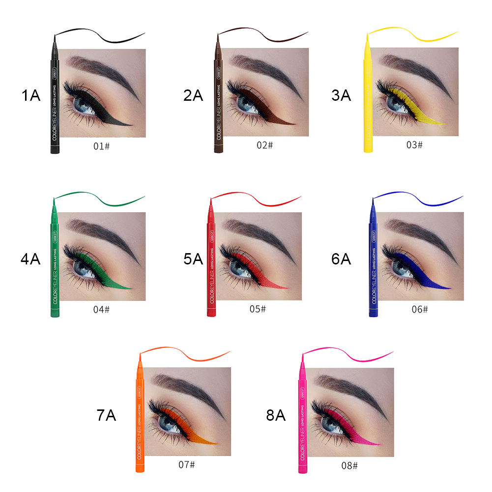 [Hàng mới về] Bút kẻ mắt dạng lỏng không thấm nước dễ sử dụng 8 màu tùy chọn