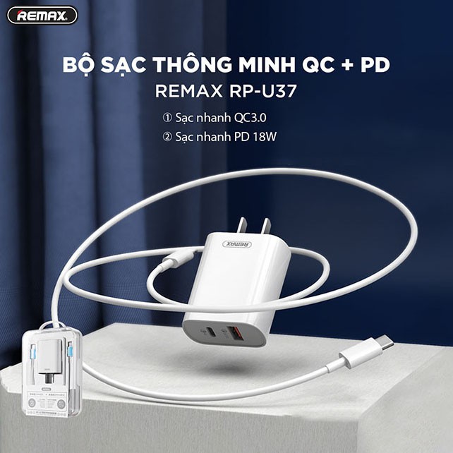 Củ sạc nhanh Remax RP-U37 - Hàng chính hãng